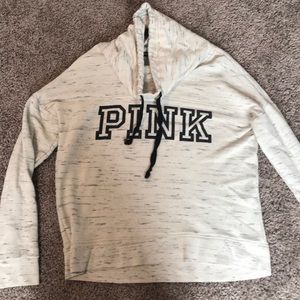 PINK White cowl neck sweatshirt